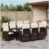 9 Delars Trädgårdsmatbordset med Kuddar - Brun Poly Rattan. vidaXL 200 x 80 x 73 cm – miniatyr 4