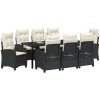 9 Delars Trädgårdsmatbordset Med Kuddar - Svart Poly Rattan vidaXL 200 x 80 x 73 cm – miniatyr 3