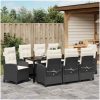 9 Delars Trädgårdsmatbordset Med Kuddar - Svart Poly Rattan vidaXL 200 x 80 x 73 cm – miniatyr 4