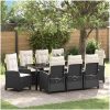 9 Delars Trädgårdsmatbordset Med Kuddar - Svart Poly Rattan vidaXL 200 x 80 x 73 cm – miniatyr 1