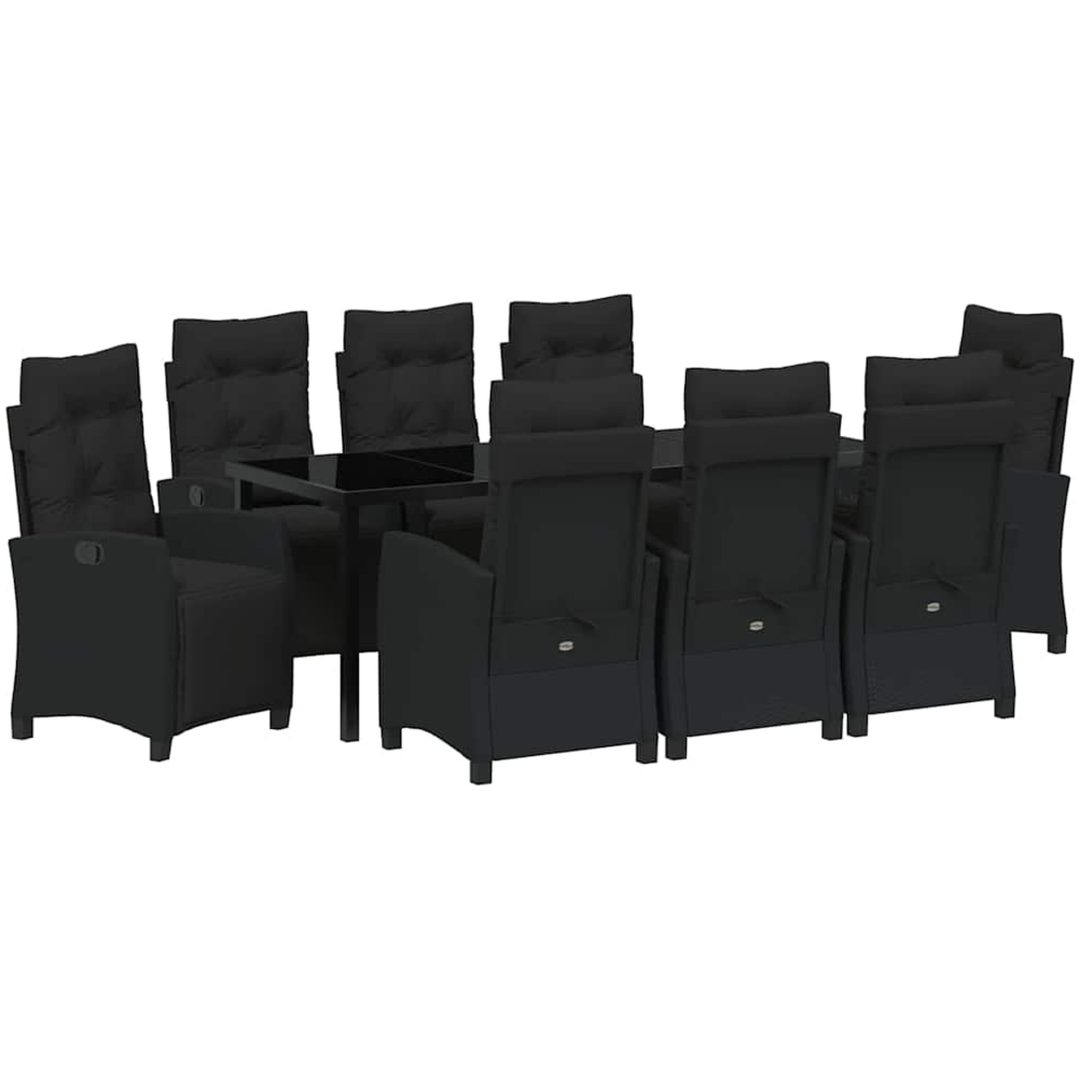 9-delars trädgårdsmatbordset, svart poly-rattan. vidaXL 200 x 80 x 73 cm – bild 2