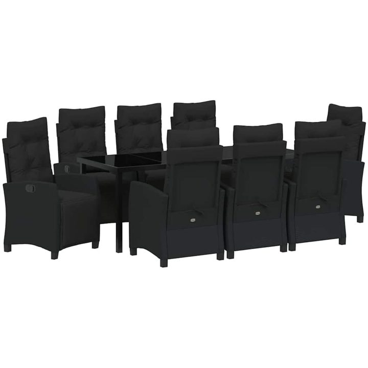 9-delars trädgårdsmatbordset, svart poly-rattan. vidaXL 200 x 80 x 73 cm – bild 2