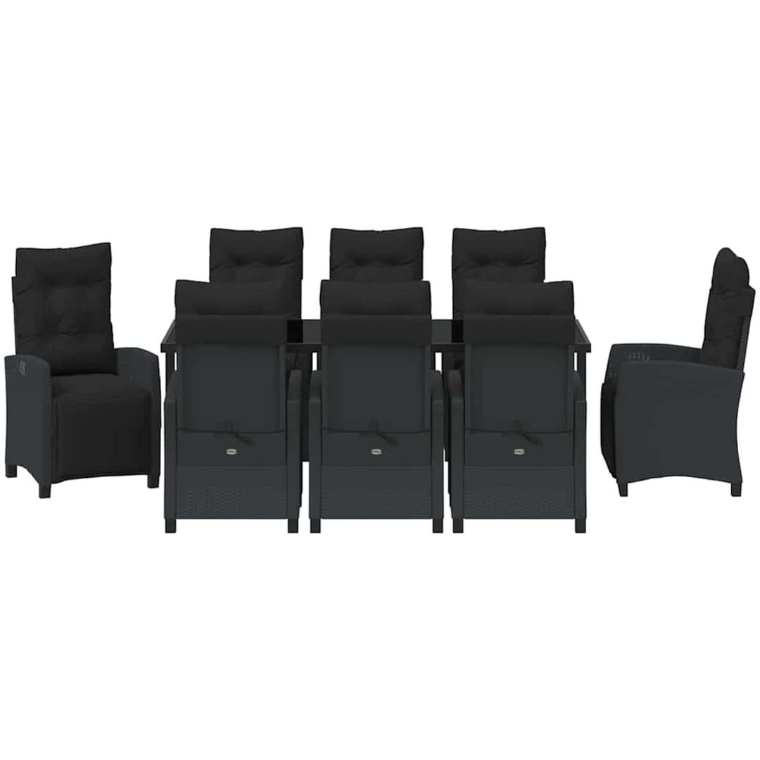 9-delars trädgårdsmatbordset, svart poly-rattan. vidaXL 200 x 80 x 73 cm – bild 6