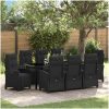 9-delars trädgårdsmatbordset, svart poly-rattan. vidaXL 200 x 80 x 73 cm – miniatyr 1