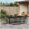 9-delars trädgårdsmatbordsmöbelset med kuddar, grå, poly rattan. vidaXL 200 x 80 x 73 cm – miniatyr 4