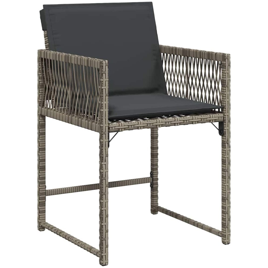 9-delars trädgårdsmatbordsmöbelset med kuddar, grå, poly rattan. vidaXL 200 x 80 x 73 cm – bild 5