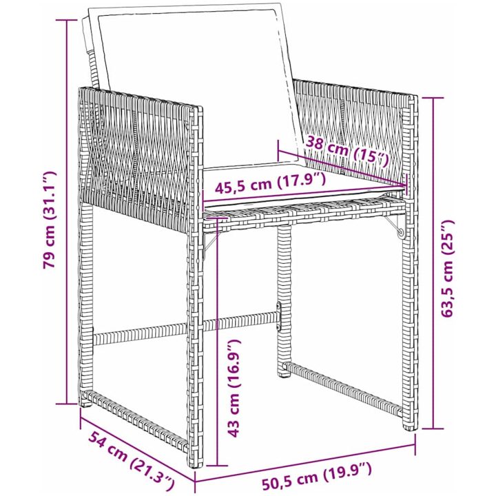 9-delars trädgårdsmatbordsmöbelset med kuddar, grå, poly rattan. vidaXL 200 x 80 x 73 cm – bild 8