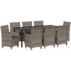 9-delars trädgårdsmatgrupp med kuddar i grå poly-rattan vidaXL 200 x 80 x 73 cm – miniatyr 2