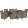 9-delars trädgårdsmatgrupp med kuddar i grå poly-rattan vidaXL 200 x 80 x 73 cm – miniatyr 3