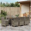 9-delars trädgårdsmatgrupp med kuddar i grå poly-rattan vidaXL 200 x 80 x 73 cm – miniatyr 4