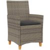 9-delars trädgårdsmatgrupp med kuddar i grå poly-rattan vidaXL 200 x 80 x 73 cm – miniatyr 5