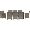 9-delars trädgårdsmatgrupp med kuddar i grå poly-rattan vidaXL 200 x 80 x 73 cm – miniatyr 6