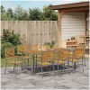 9-delars Trädgårdsmatsals-set Grå Poly Rattan Akacia vidaXL 8 - Sits – miniatyr 4