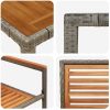 9-delars Trädgårdsmatsals-set Grå Poly Rattan Akacia vidaXL 8 - Sits – miniatyr 9