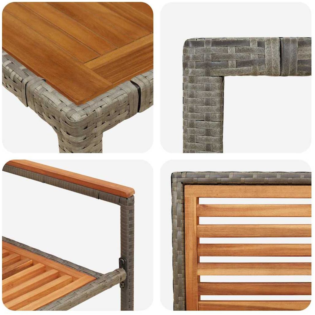 9-delars Trädgårdsmatsals-set Grå Poly Rattan Akacia vidaXL 8 - Sits – bild 9