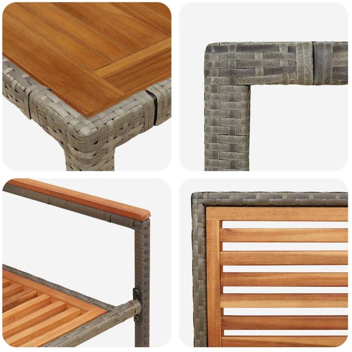 9-delars Trädgårdsmatsals-set Grå Poly Rattan Akacia vidaXL 8 - Sits – bild 9
