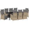 9-delars trädgårdsmatsalsset i beige poly-rattan vidaXL 200 x 80 x 73 cm – miniatyr 2
