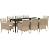 9-delars Trädgårdsmatsalsset med kuddar Beige Poly-konstrotting vidaXL 200 x 80 x 73 cm – miniatyr 2