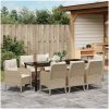 9-delars Trädgårdsmatsalsset med kuddar Beige Poly-konstrotting vidaXL 200 x 80 x 73 cm – miniatyr 4