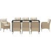 9-delars Trädgårdsmatsalsset med kuddar Beige Poly-konstrotting vidaXL 200 x 80 x 73 cm – miniatyr 6