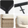 9-delars Trädgårdsmatsalsset med kuddar Beige Poly-konstrotting vidaXL 200 x 80 x 73 cm – miniatyr 7