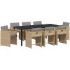 9 Delars Trädgårdsmatsalsset med Kuddar Beige Poly Rattan vidaXL 200 x 80 x 73 cm – miniatyr 2