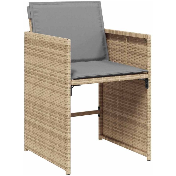 9 Delars Trädgårdsmatsalsset med Kuddar Beige Poly Rattan vidaXL 200 x 80 x 73 cm – bild 5