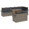 9-delars trädgårdsmatsalsset med kuddar, grå poly-rattan, akacia vidaXL 100 x 55 x 73 cm – miniatyr 2