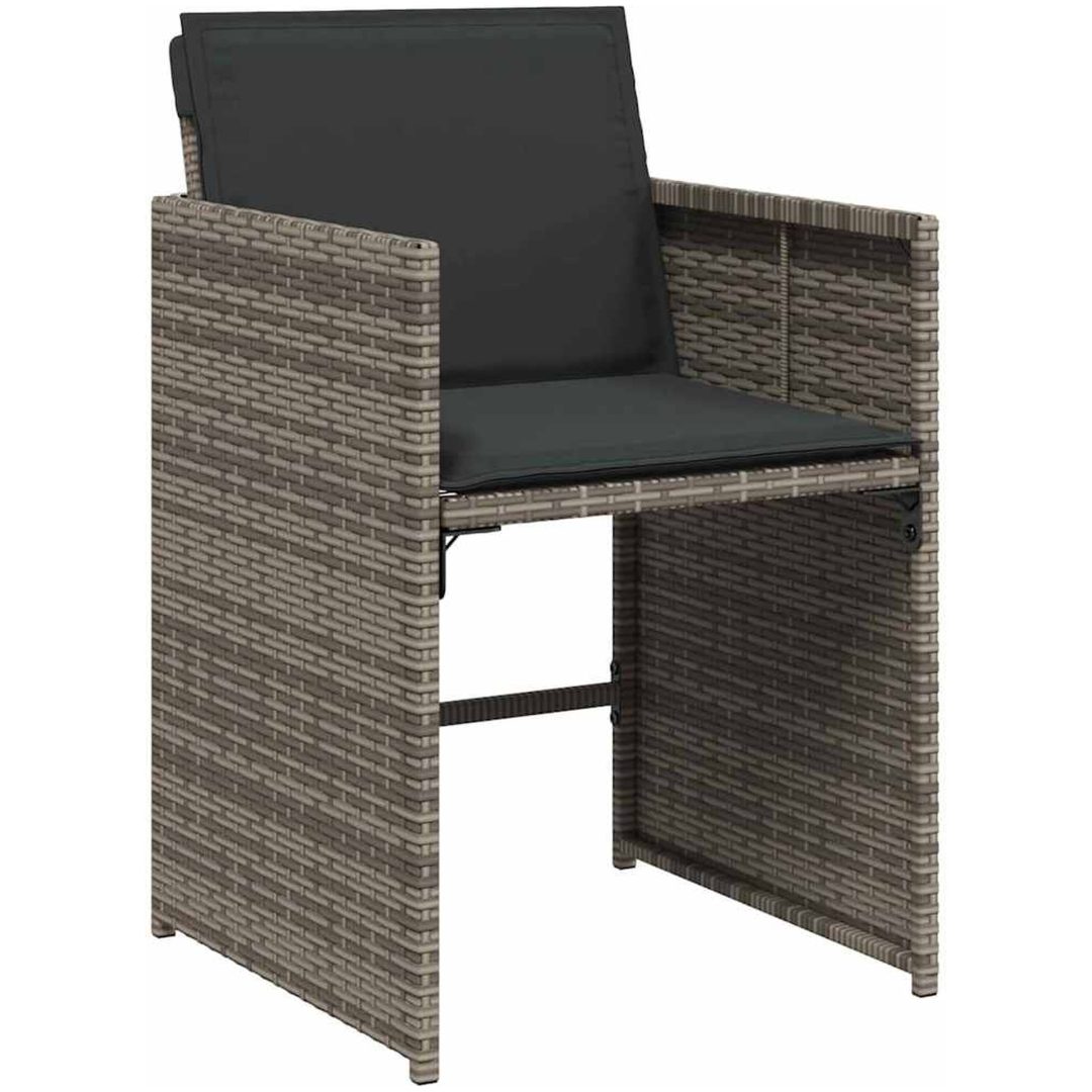 9 Delars Trädgårdsmatsalsset med Kuddar Grå Poly Rattan vidaXL 200 x 80 x 73 cm – bild 6
