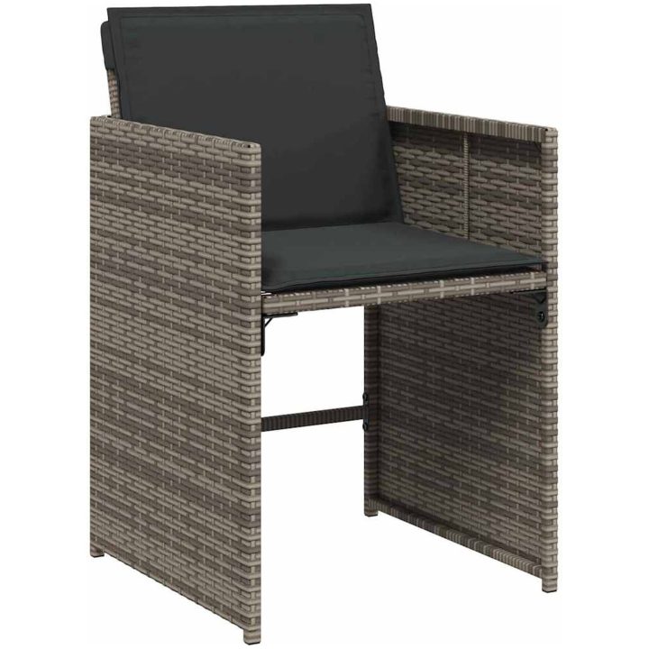 9 Delars Trädgårdsmatsalsset med Kuddar Grå Poly Rattan vidaXL 200 x 80 x 73 cm – bild 6