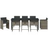 9 Delars Trädgårdsmatsalsset med Kuddar Grå Poly Rattan vidaXL 200 x 80 x 73 cm – miniatyr 7