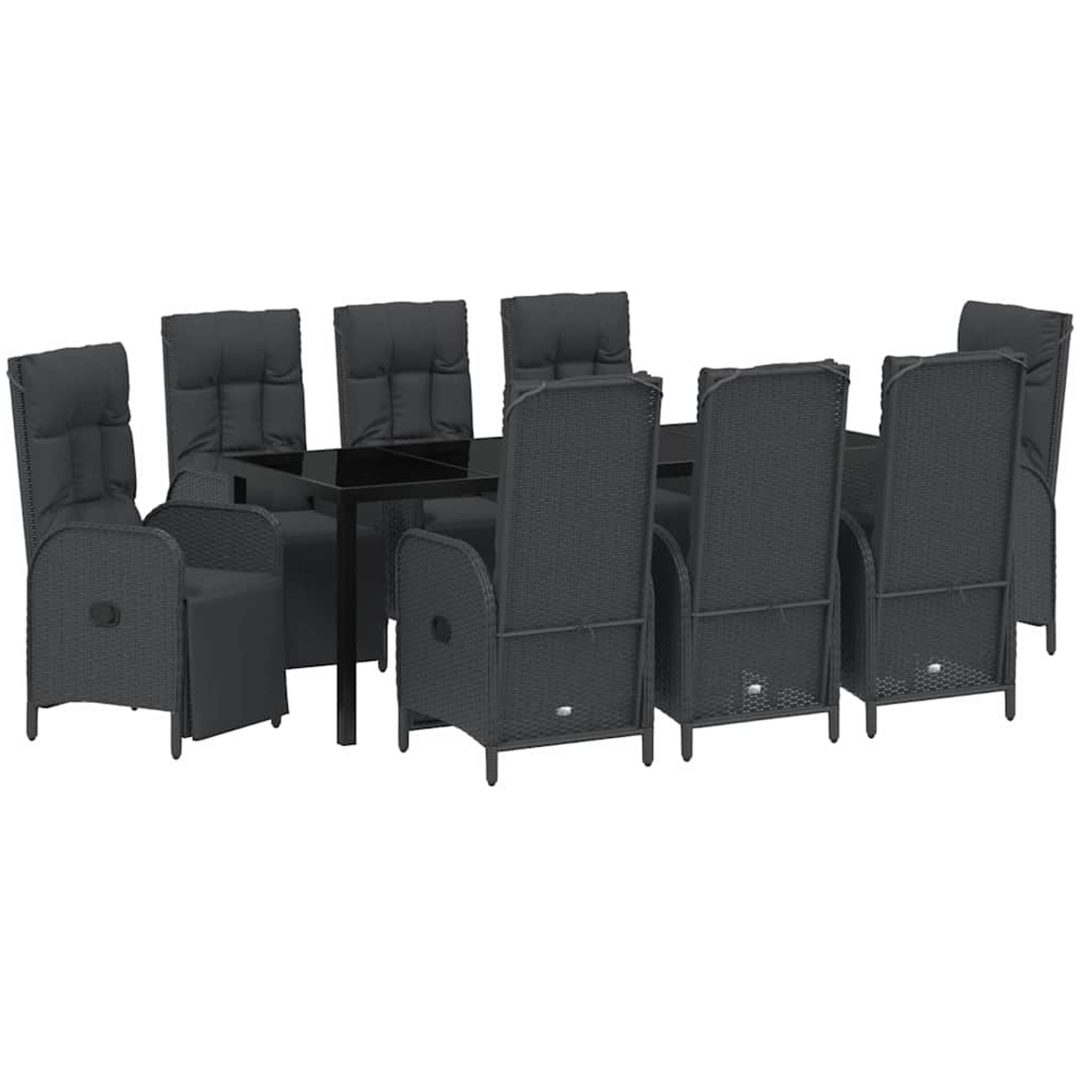 9-delars Trädgårdsmatsalsset med Kuddar Svart Poly Rattan vidaXL 8 - Sits – bild 2