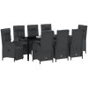 9-delars Trädgårdsmatsalsset med Kuddar Svart Poly Rattan vidaXL 8 - Sits – miniatyr 3