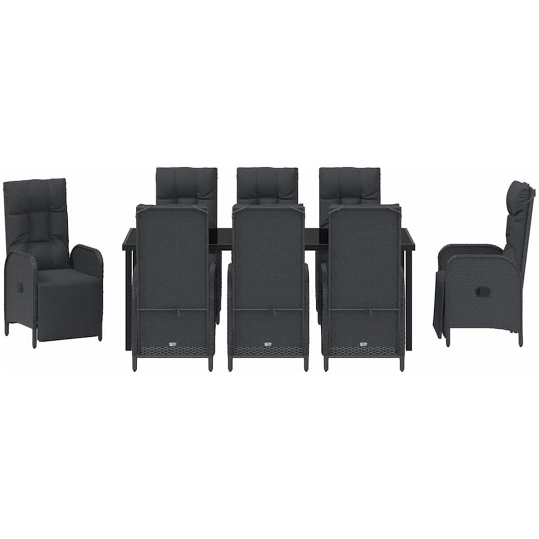 9-delars Trädgårdsmatsalsset med Kuddar Svart Poly Rattan vidaXL 8 - Sits – bild 6