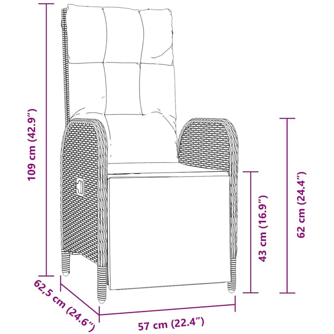 9-delars Trädgårdsmatsalsset med Kuddar Svart Poly Rattan vidaXL 8 - Sits – bild 8