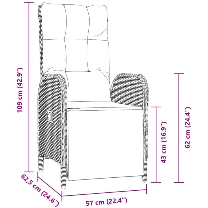 9-delars Trädgårdsmatsalsset med Kuddar Svart Poly Rattan vidaXL 8 - Sits – bild 8