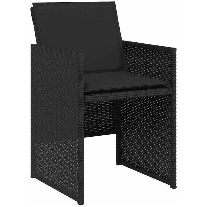 9-delars trädgårdsmatsalsset med kuddar - svart polybambu vidaXL 200 x 80 x 73 cm – bild 5
