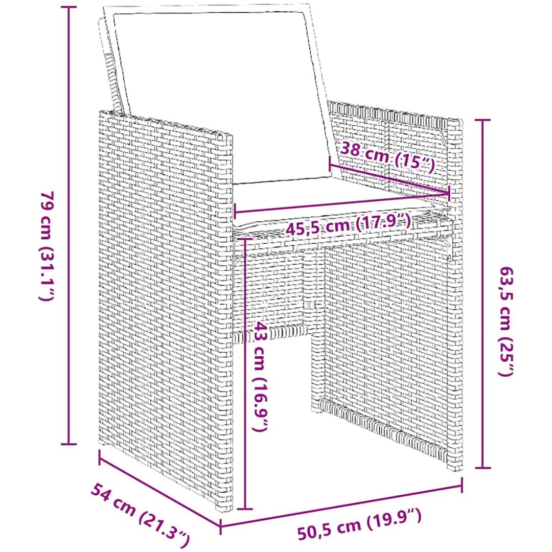 9-delars trädgårdsmatsalsset med kuddar - svart polybambu vidaXL 200 x 80 x 73 cm – bild 8