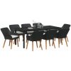 9 Delars Trädgårdsmatsalsset Svart Poly Rottning vidaXL 200 x 100 cm – miniatyr 3