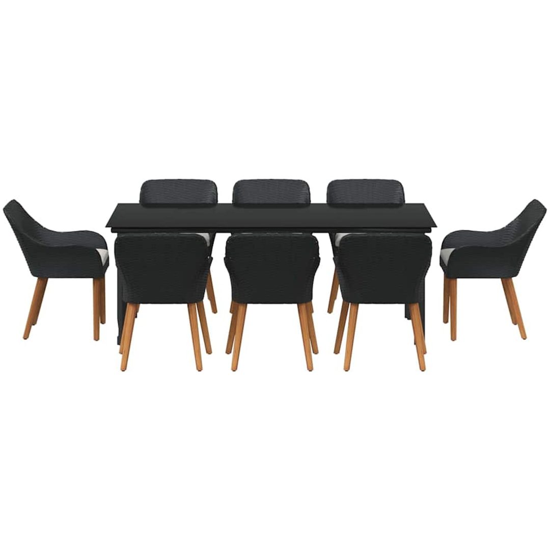 9 Delars Trädgårdsmatsalsset Svart Poly Rottning vidaXL 200 x 100 cm – bild 8