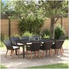 9 Delars Trädgårdsmatsalsset Svart Poly Rottning vidaXL 200 x 100 cm – miniatyr 1