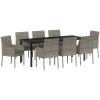 9-delars Trädgårdsmatsats med Kuddar i Grå Poly Rattan vidaXL 200 x 80 x 73 cm – miniatyr 2