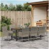 9-delars Trädgårdsmatsats med Kuddar i Grå Poly Rattan vidaXL 200 x 80 x 73 cm – miniatyr 4