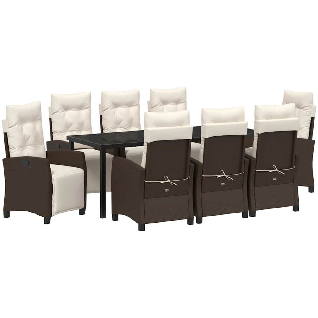 9 Delars Trädgårdsmatset - Brun Poly Rattan vidaXL 200 x 80 x 73 cm – bild 2