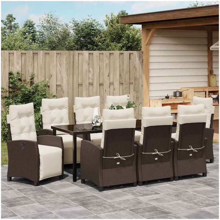 9 Delars Trädgårdsmatset - Brun Poly Rattan vidaXL 200 x 80 x 73 cm – bild 4