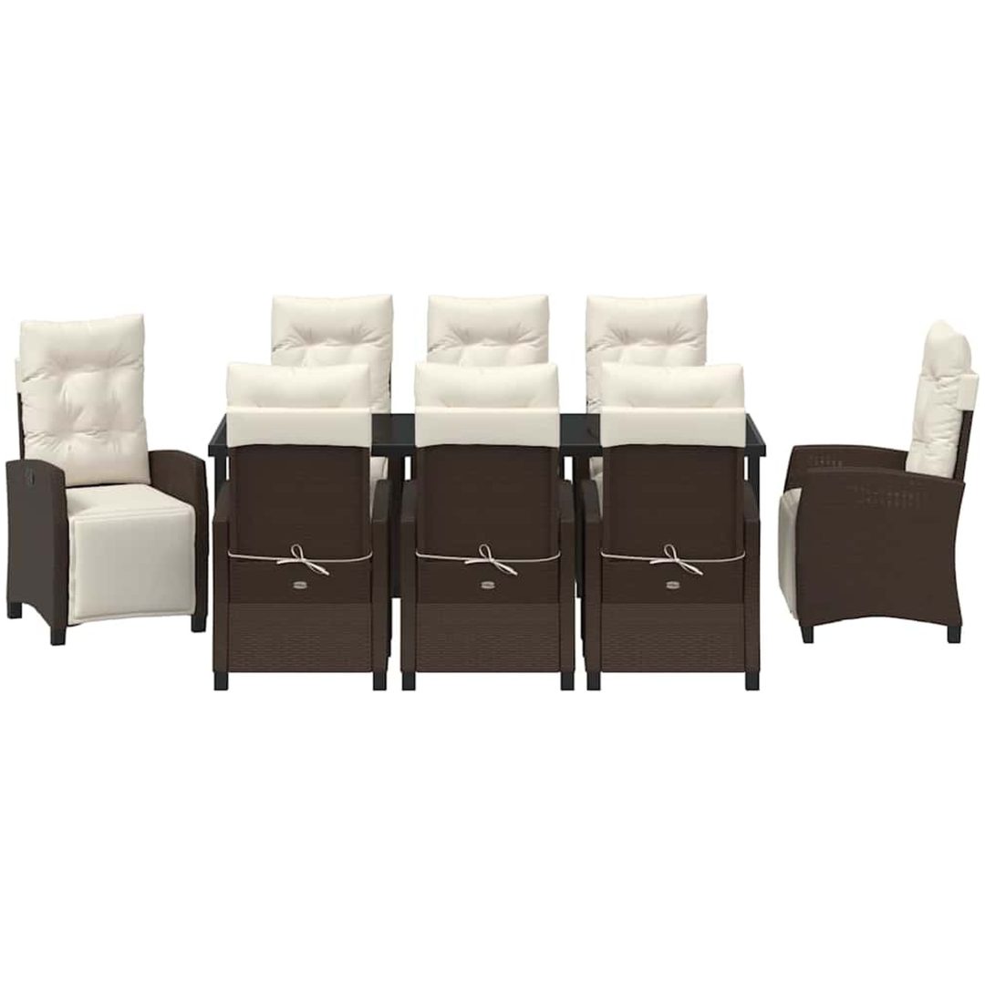 9 Delars Trädgårdsmatset - Brun Poly Rattan vidaXL 200 x 80 x 73 cm – bild 7