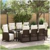 9 Delars Trädgårdsmatset - Brun Poly Rattan vidaXL 200 x 80 x 73 cm – miniatyr 1