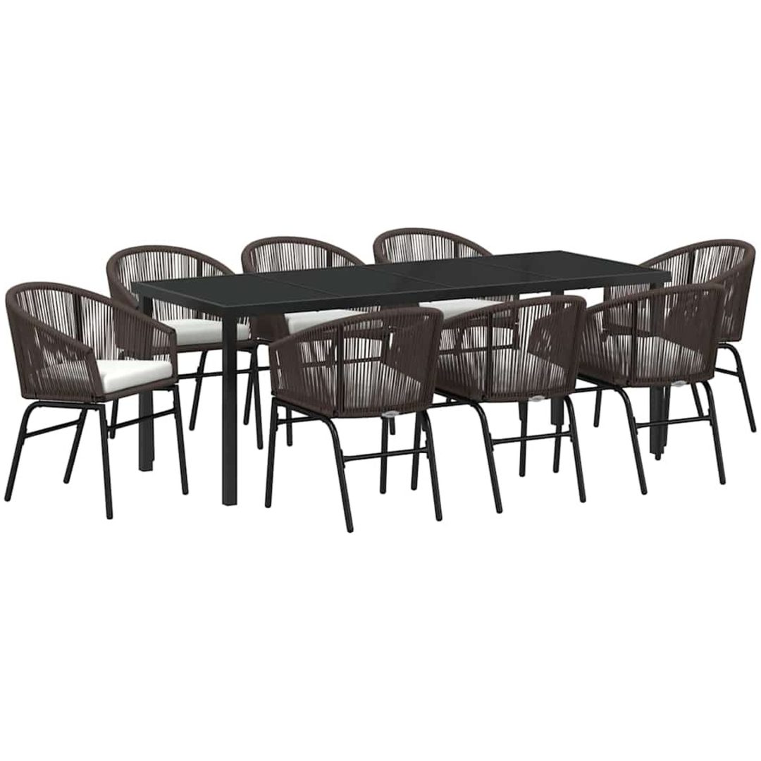 9-delars trädgårdsmatset, brunt poly-rattan vidaXL 200 x 80 x 73 cm – bild 2