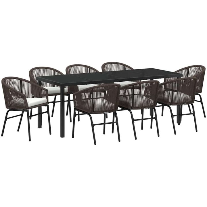 9-delars trädgårdsmatset, brunt poly-rattan vidaXL 200 x 80 x 73 cm – bild 2