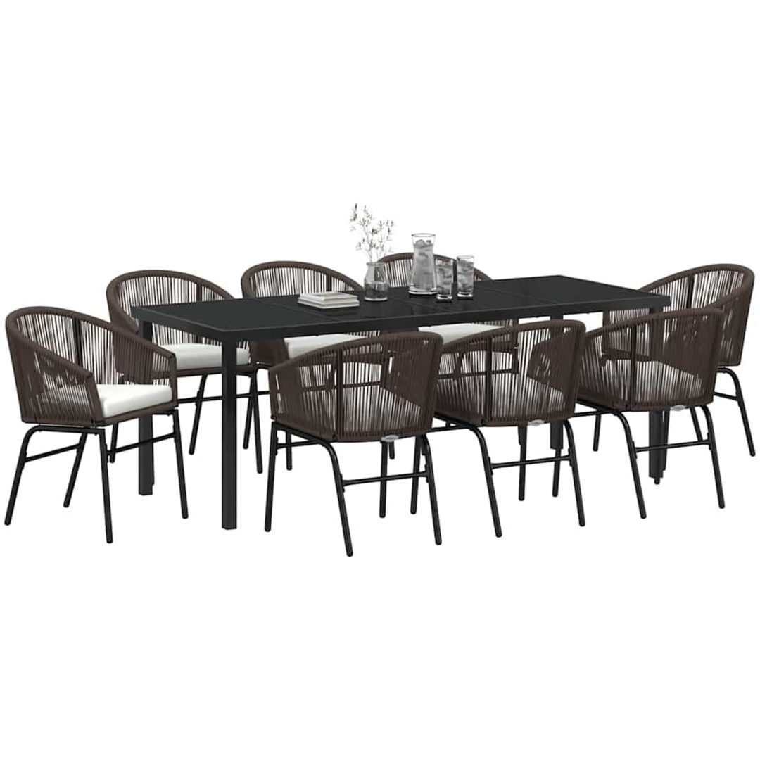 9-delars trädgårdsmatset, brunt poly-rattan vidaXL 200 x 80 x 73 cm – bild 3